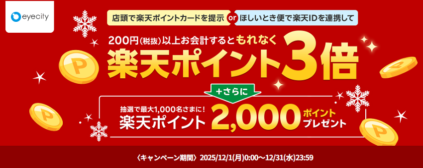コンタクトのアイシティで楽天ポイント3倍キャンペーン