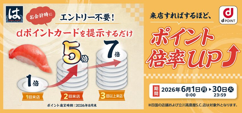 はま寿司でdポイント最大7倍キャンペーン