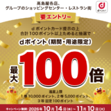 髙島屋グループでdポイント最大100倍が当たるキャンペーン