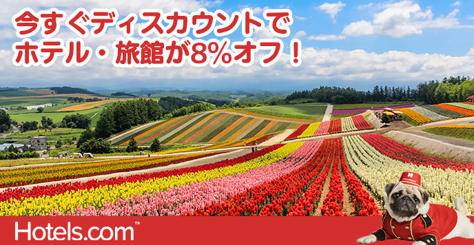 ローソンPontaプラス会員なら、宿泊予約サイト「Hotels.com」で国内外ホテルが8％OFFになる割引クーポンが貰えます。